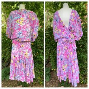Vintage Young Edwardian Flowy Dress Pink Floral